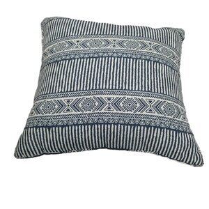 Taymor Tribal Geometric Throw Pillow 16x16 Navy White Stripes Aztec Boho